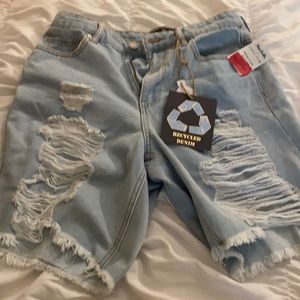 Distressed denim shirt